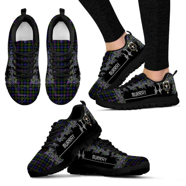 Murray of Atholl Modern Clan Sneaker, Scottish Tartan Murray of Atholl Modern Clans Sneaker Heartbeat Style - Image 4