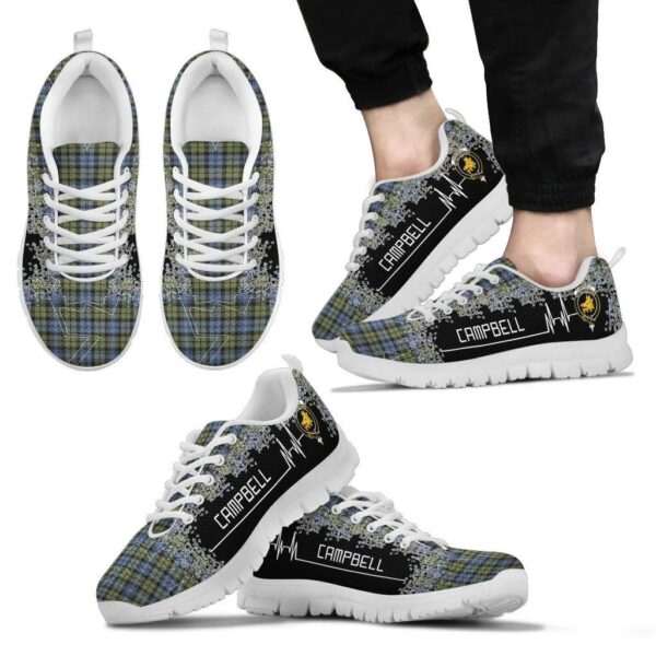 Campbell Faded Clan Sneaker, Scottish Tartan Campbell Faded Clans Sneaker Heartbeat Style