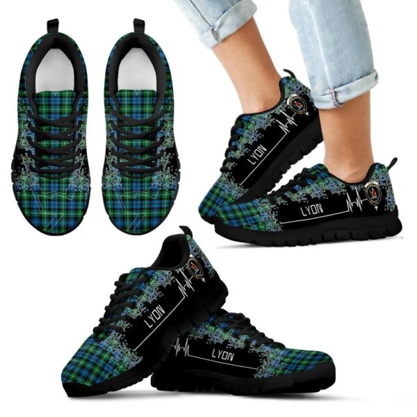 Lyon Clan Clan Sneaker, Scottish Tartan Lyon Clan Clans Sneaker Heartbeat Style - Image 6