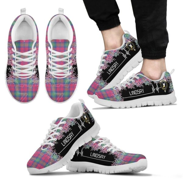 Lindsay Ancient Clan Sneaker, Scottish Tartan Lindsay Ancient Clans Sneaker Heartbeat Style