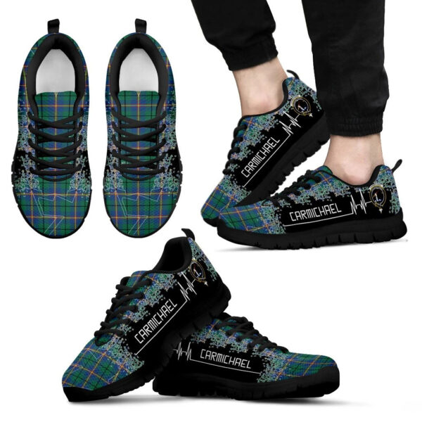 Carmichael Ancient Clan Sneaker, Scottish Tartan Carmichael Ancient Clans Sneaker Heartbeat Style - Image 2