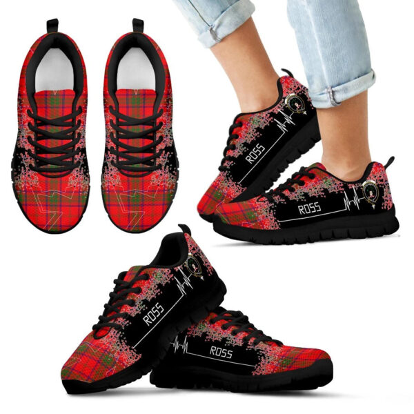 Ross Modern Clan Sneaker, Scottish Tartan Ross Modern Clans Sneaker Heartbeat Style - Image 6