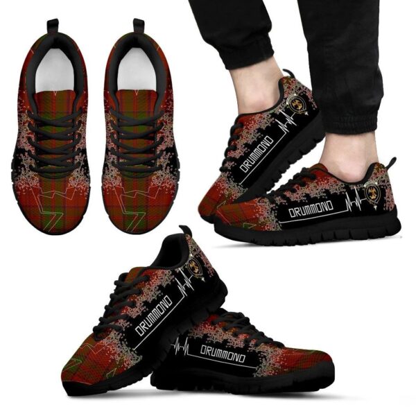 Drummond Clan Clan Sneaker, Scottish Tartan Drummond Clan Clans Sneaker Heartbeat Style - Image 2