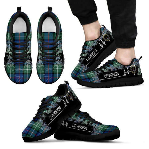 Davidson of Tulloch  Clan Sneaker, Scottish Tartan Davidson of Tulloch  Clans Sneaker Heartbeat Style - Image 2