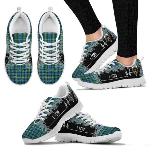 Lyon Clan Clan Sneaker, Scottish Tartan Lyon Clan Clans Sneaker Heartbeat Style - Image 3