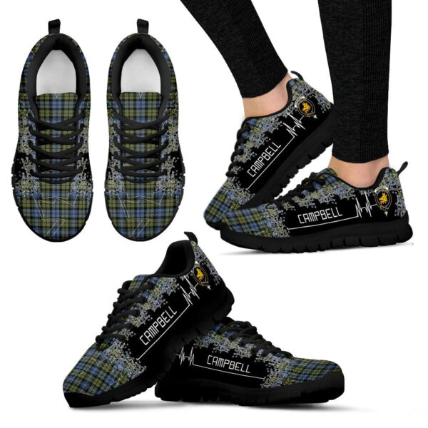 Campbell Faded Clan Sneaker, Scottish Tartan Campbell Faded Clans Sneaker Heartbeat Style - Image 4