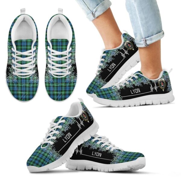 Lyon Clan Clan Sneaker, Scottish Tartan Lyon Clan Clans Sneaker Heartbeat Style - Image 5