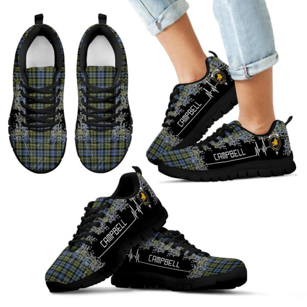 Campbell Faded Clan Sneaker, Scottish Tartan Campbell Faded Clans Sneaker Heartbeat Style - Image 6