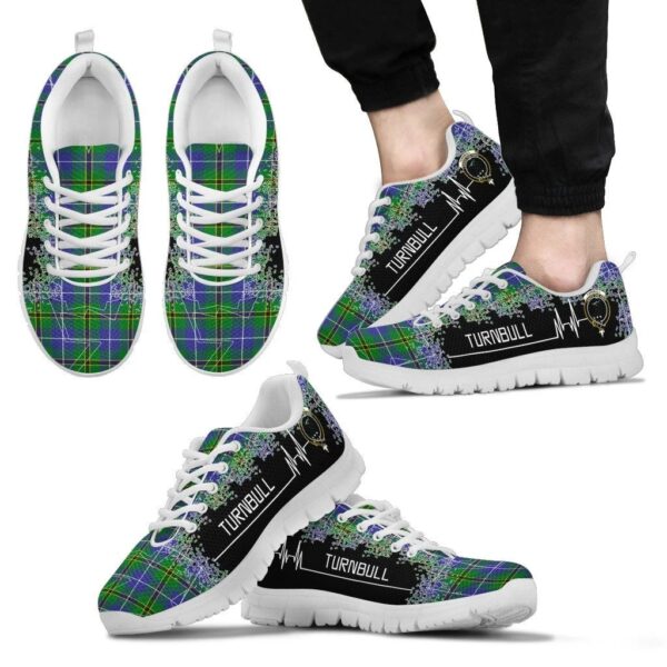 Turnbull Hunting Clan Sneaker, Scottish Tartan Turnbull Hunting Clans Sneaker Heartbeat Style