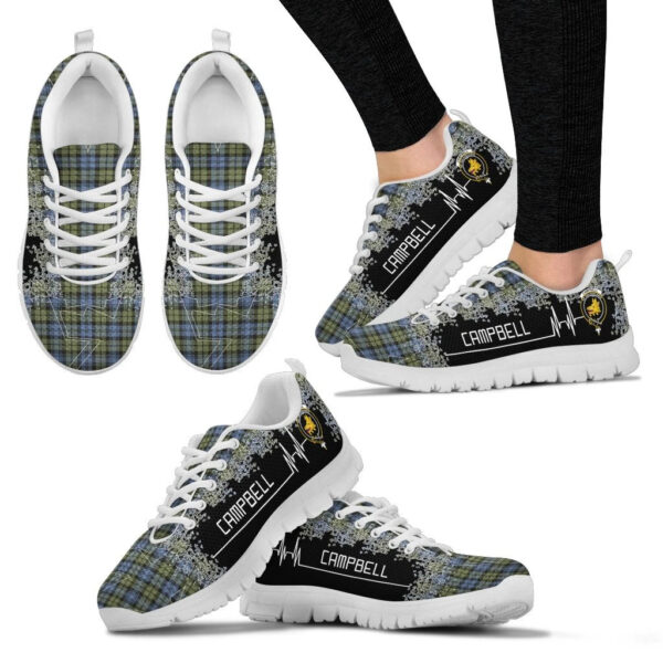 Campbell Faded Clan Sneaker, Scottish Tartan Campbell Faded Clans Sneaker Heartbeat Style - Image 3