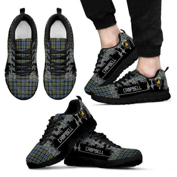 Campbell Faded Clan Sneaker, Scottish Tartan Campbell Faded Clans Sneaker Heartbeat Style - Image 2