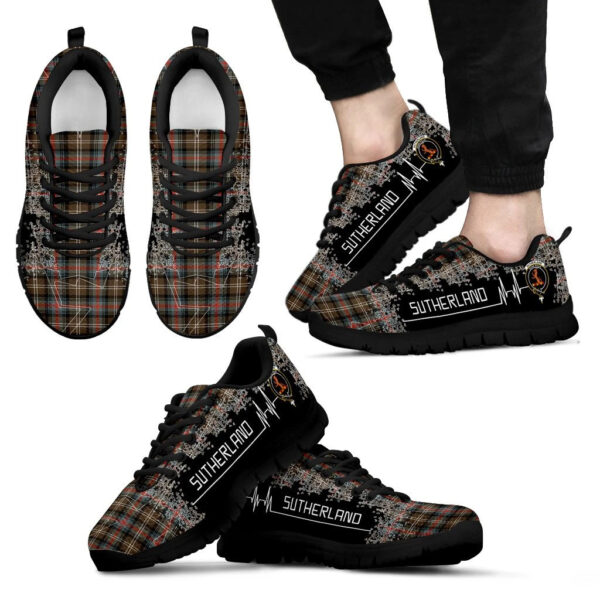 Sutherland Weathered Clan Sneaker, Scottish Tartan Sutherland Weathered Clans Sneaker Heartbeat Style - Image 2