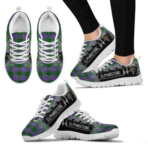 Elphinstone Clan Sneaker, Scottish Tartan Elphinstone Clans Sneaker Heartbeat Style - Image 3