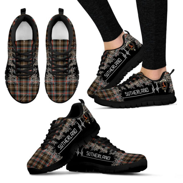 Sutherland Weathered Clan Sneaker, Scottish Tartan Sutherland Weathered Clans Sneaker Heartbeat Style - Image 4