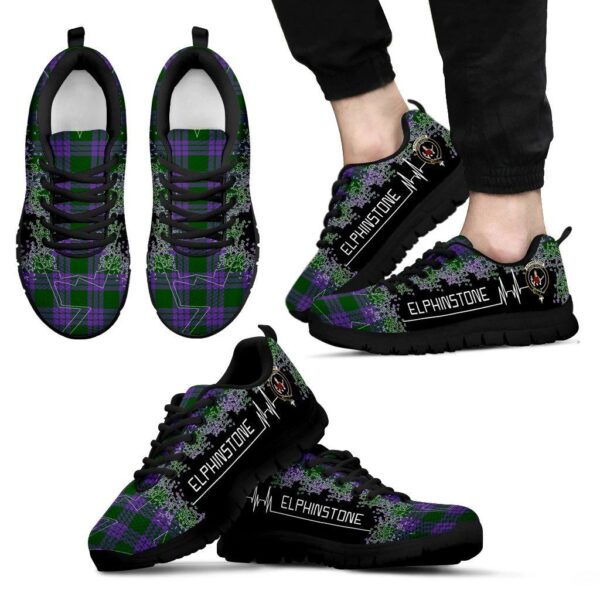 Elphinstone Clan Sneaker, Scottish Tartan Elphinstone Clans Sneaker Heartbeat Style - Image 2