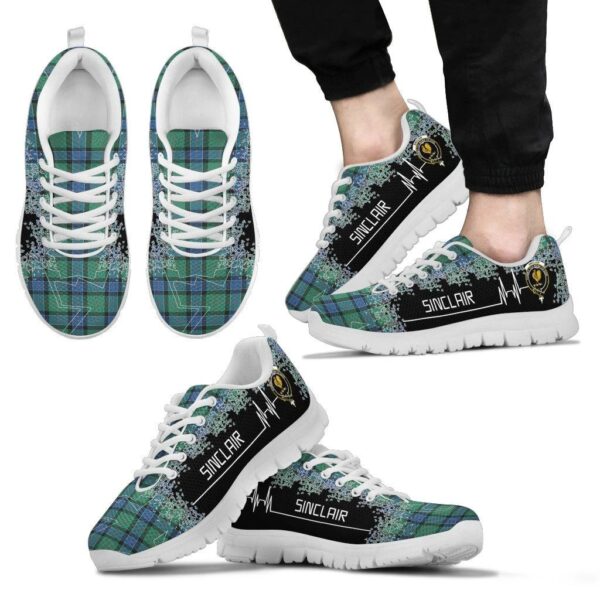 Sinclair Hunting Ancient Clan Sneaker, Scottish Tartan Sinclair Hunting Ancient Clans Sneaker Heartbeat Style