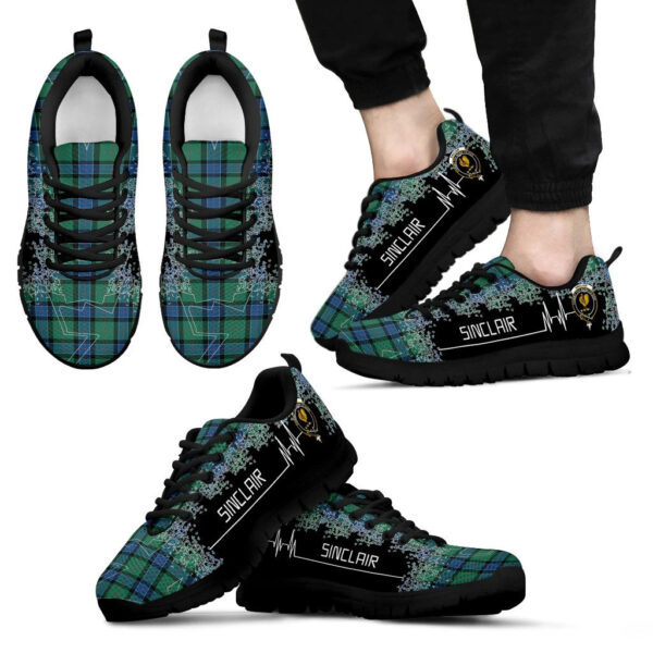 Sinclair Hunting Ancient Clan Sneaker, Scottish Tartan Sinclair Hunting Ancient Clans Sneaker Heartbeat Style - Image 2