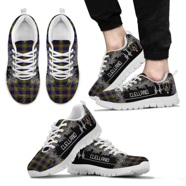 Clelland Modern Clan Sneaker, Scottish Tartan Clelland Modern Clans Sneaker Heartbeat Style