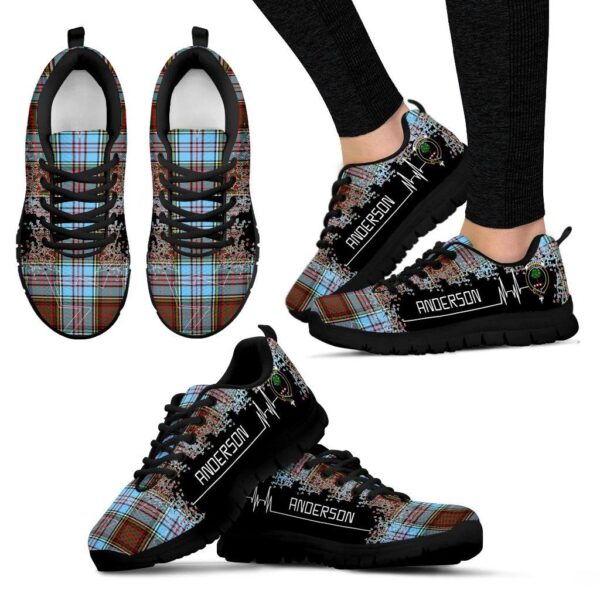 Anderson Ancient Clan Sneaker, Scottish Tartan Anderson Ancient Clans Sneaker Heartbeat Style - Image 4