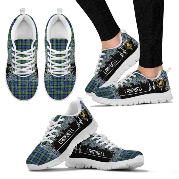 Campbell Argyll Ancient Clan Sneaker, Scottish Tartan Campbell Argyll Ancient Clans Sneaker Heartbeat Style - Image 3