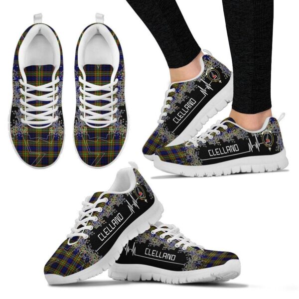 Clelland Modern Clan Sneaker, Scottish Tartan Clelland Modern Clans Sneaker Heartbeat Style - Image 3