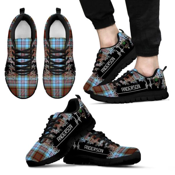 Anderson Ancient Clan Sneaker, Scottish Tartan Anderson Ancient Clans Sneaker Heartbeat Style - Image 2