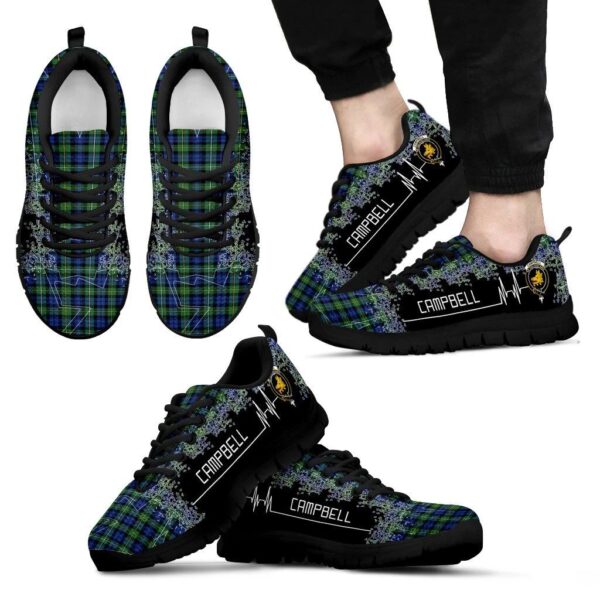 Campbell Argyll Ancient Clan Sneaker, Scottish Tartan Campbell Argyll Ancient Clans Sneaker Heartbeat Style - Image 2