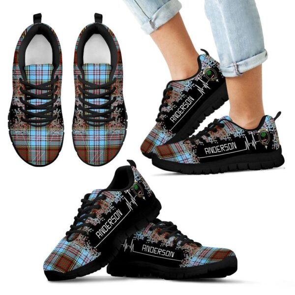 Anderson Ancient Clan Sneaker, Scottish Tartan Anderson Ancient Clans Sneaker Heartbeat Style - Image 6