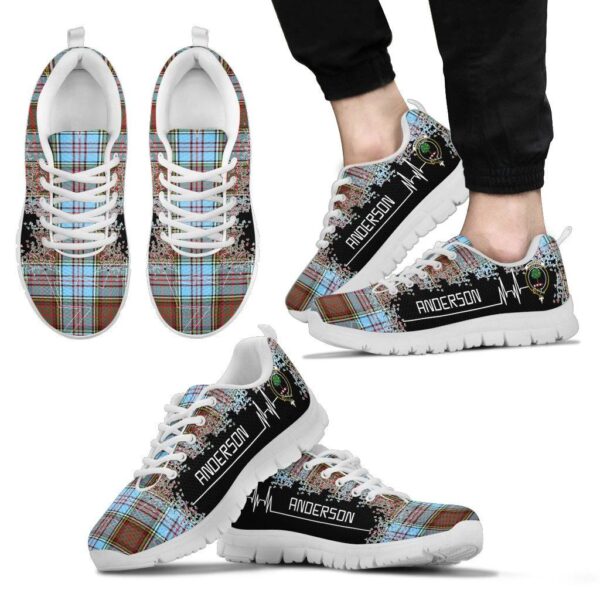 Anderson Ancient Clan Sneaker, Scottish Tartan Anderson Ancient Clans Sneaker Heartbeat Style