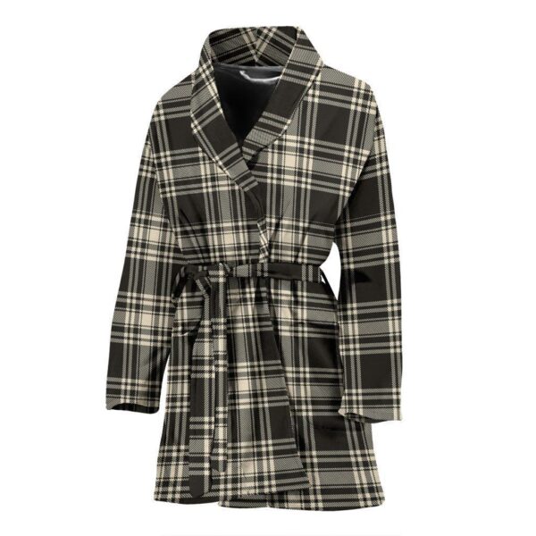 ScotClans Menzies Black & White Ancient Bathrobe, Women Tartan Plaid Bathrobe