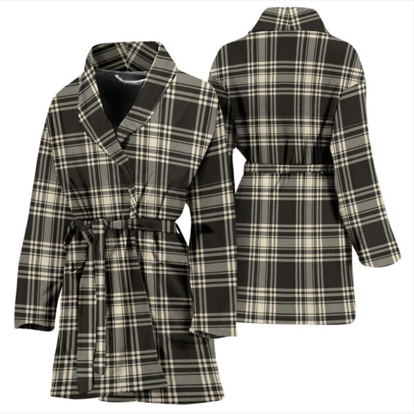 ScotClans Menzies Black & White Ancient Bathrobe, Women Tartan Plaid Bathrobe - Image 3