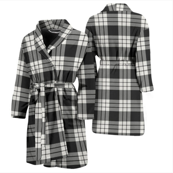 ScotClans MacFarlane Black & White Ancient Bathrobe, Men Tartan Plaid Bathrobe - Image 3