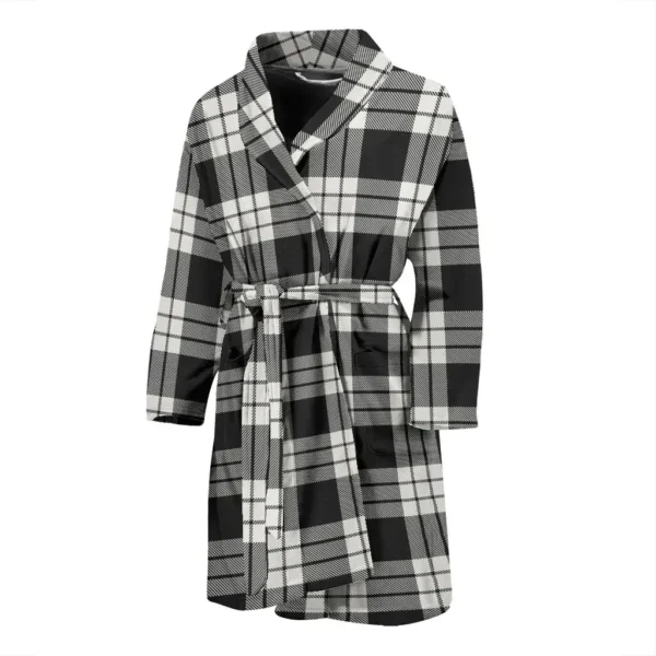 ScotClans MacFarlane Black & White Ancient Bathrobe, Men Tartan Plaid Bathrobe