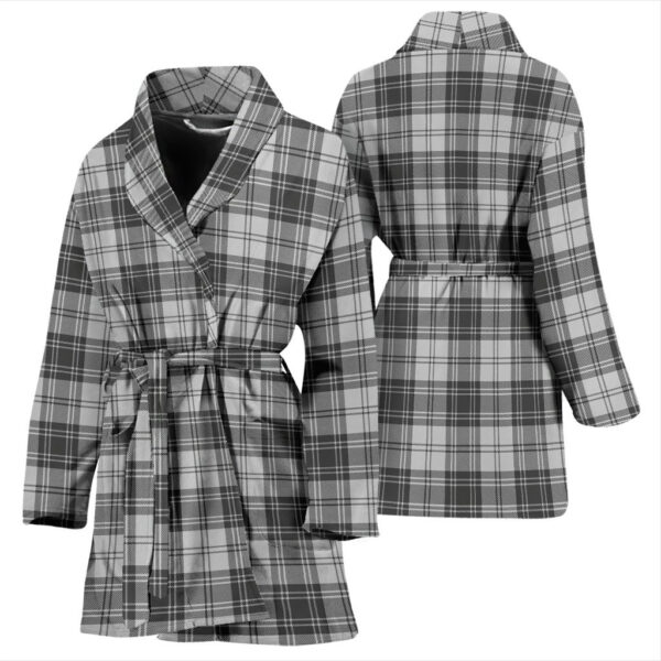 ScotClans Douglas Grey Modern Bathrobe, Women Tartan Plaid Bathrobe - Image 3