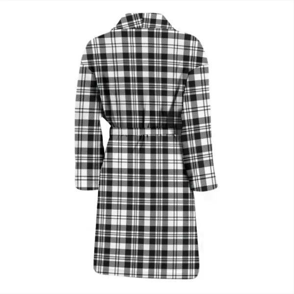 ScotClans Scott Black & White Modern Bathrobe, Men Tartan Plaid Bathrobe - Image 2