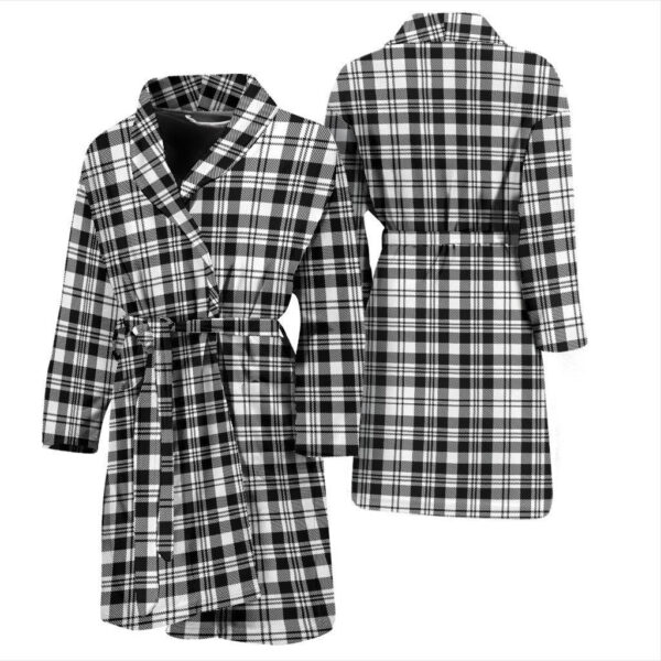 ScotClans Scott Black & White Modern Bathrobe, Men Tartan Plaid Bathrobe - Image 3