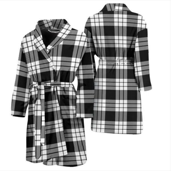 ScotClans MacFarlane Black & White Bathrobe, Men Tartan Plaid Bathrobe - Image 3