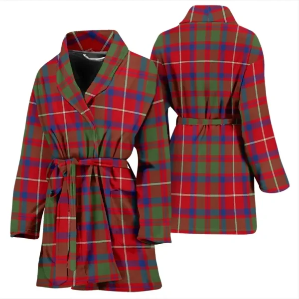 ScotClans Shaw Red Modern Bathrobe, Women Tartan Plaid Bathrobe - Image 3