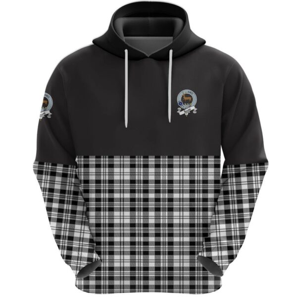 Scott Black White Modern Clan Hoodie, Scottish Tartan Scott Black White Modern Clans Hoodie Half Of Style