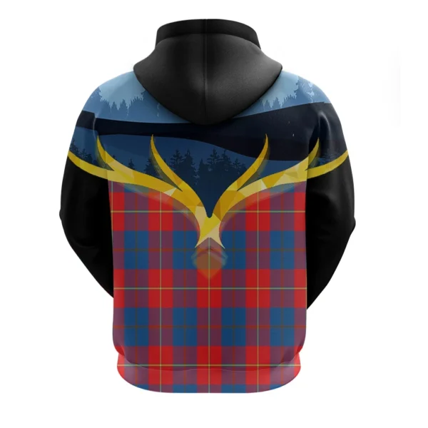 Blane Clan Hoodie, Scottish Tartan Blane Clans Hoodie Night of Deer Style - Image 2