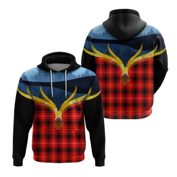 MacIver Modern Clan Hoodie, Scottish Tartan MacIver Modern Clans Hoodie Night of Deer Style - Image 3