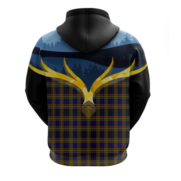 Clelland Modern Clan Hoodie, Scottish Tartan Clelland Modern Clans Hoodie Night of Deer Style - Image 2