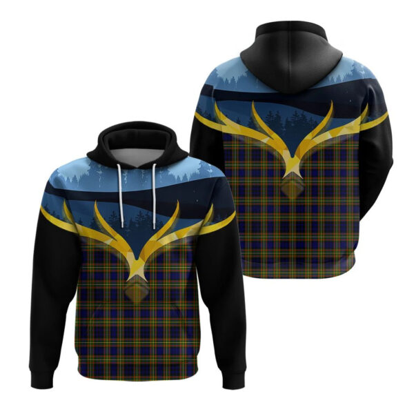 Clelland Modern Clan Hoodie, Scottish Tartan Clelland Modern Clans Hoodie Night of Deer Style - Image 3