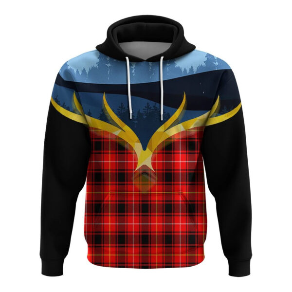 MacIver Modern Clan Hoodie, Scottish Tartan MacIver Modern Clans Hoodie Night of Deer Style