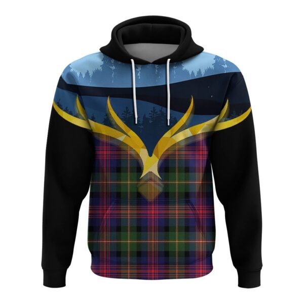 MacLennan Clan Hoodie, Scottish Tartan MacLennan Clans Hoodie Night of Deer Style