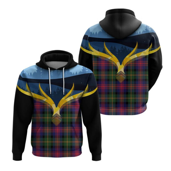 MacLennan Clan Hoodie, Scottish Tartan MacLennan Clans Hoodie Night of Deer Style - Image 3