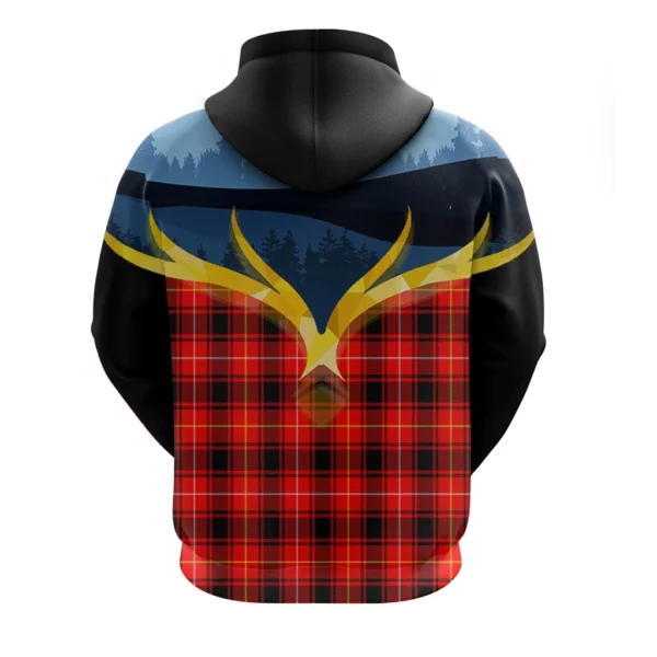 MacIver Modern Clan Hoodie, Scottish Tartan MacIver Modern Clans Hoodie Night of Deer Style - Image 2