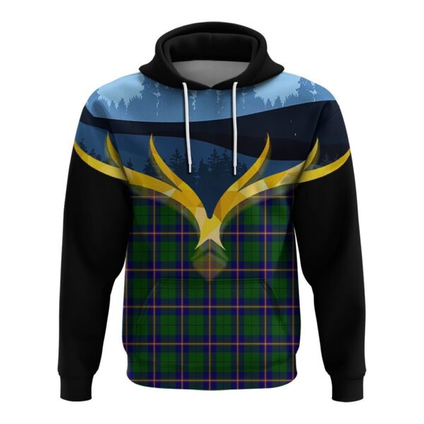 Carmichael Modern Clan Hoodie, Scottish Tartan Carmichael Modern Clans Hoodie Night of Deer Style