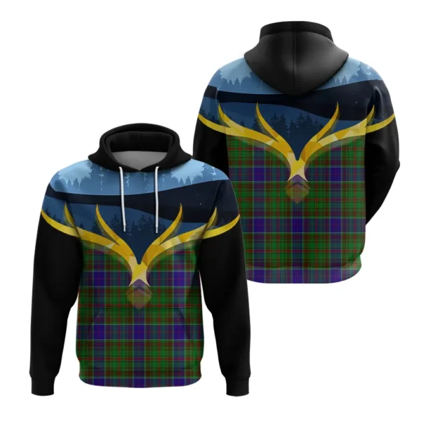 Adam Clan Hoodie, Scottish Tartan Adam Clans Hoodie Night of Deer Style - Image 3