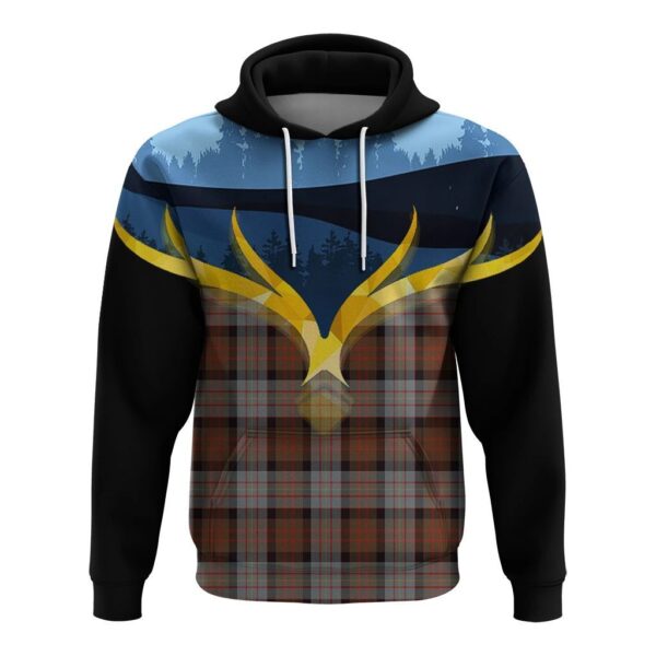 Cameron of Erracht Weathered Clan Hoodie, Scottish Tartan Cameron of Erracht Weathered Clans Hoodie Night of Deer Style